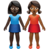 👩🏿‍🤝‍👩🏾 women holding hands: dark skin tone, medium-dark skin tone display on Apple